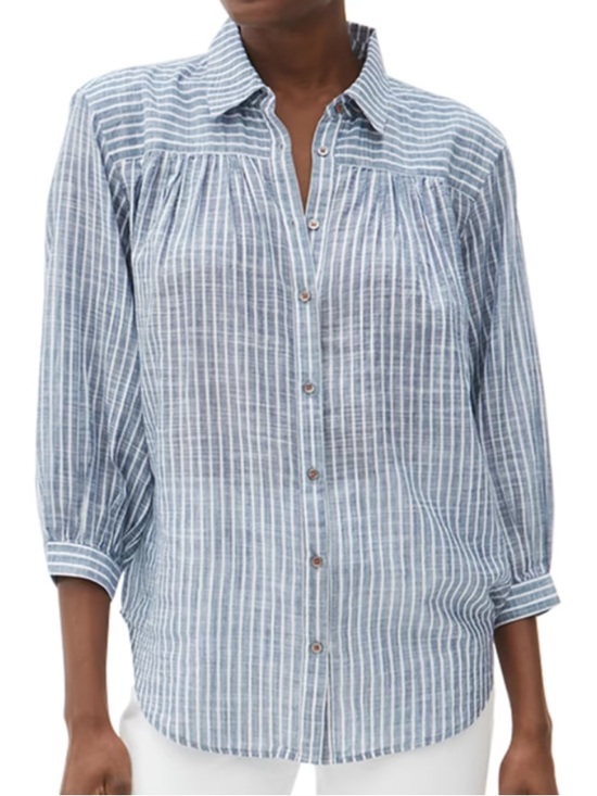 Michael Stars Tops - Michael Stars Light Blue & White Striped Button-Down Shirt